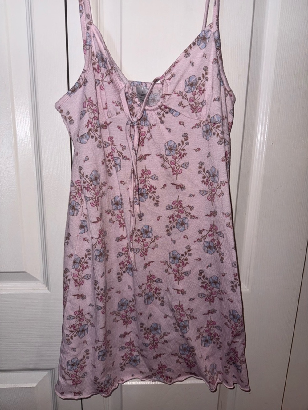 Women's Pink Floral Tie-Front Mini Dress
